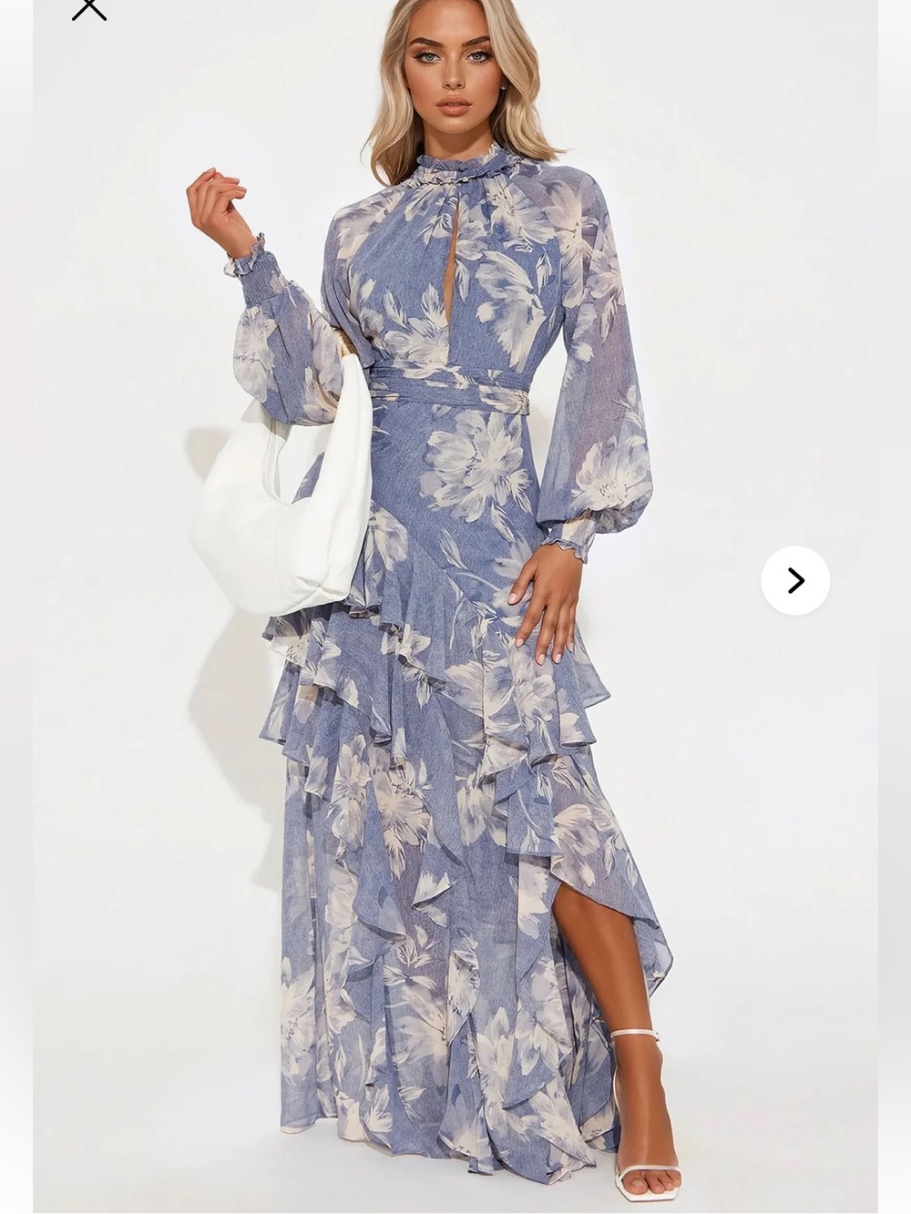 Fashion Nova Lavender Floral Ruffle Maxi Dress never worn with tags